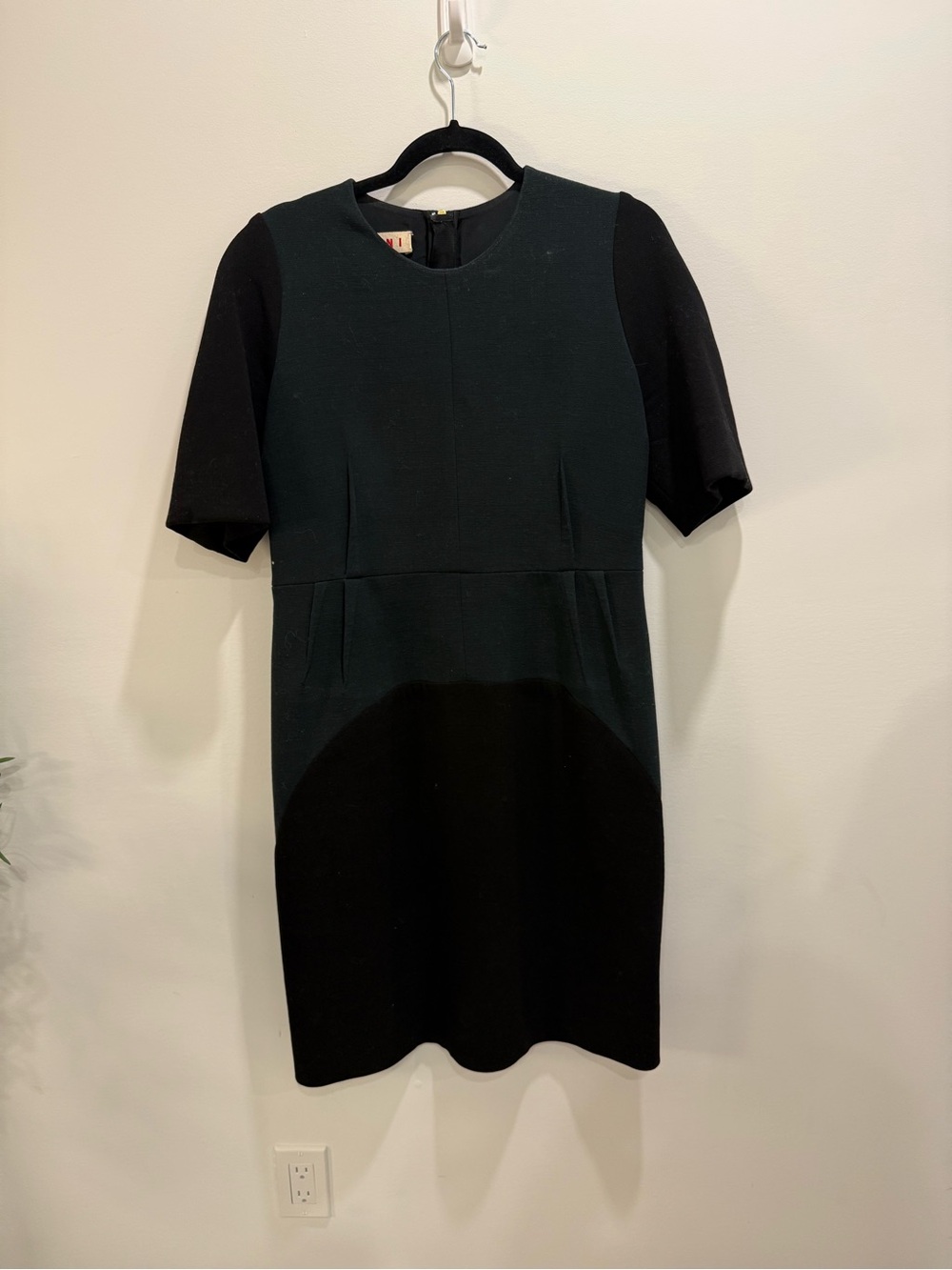 Marni Black and Dark blue/grey Two-Tone Short Sleeve Midi Dress